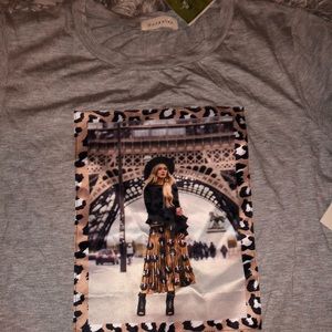 Grey Fashion Icon Paris Design Shirt CheetahPrint